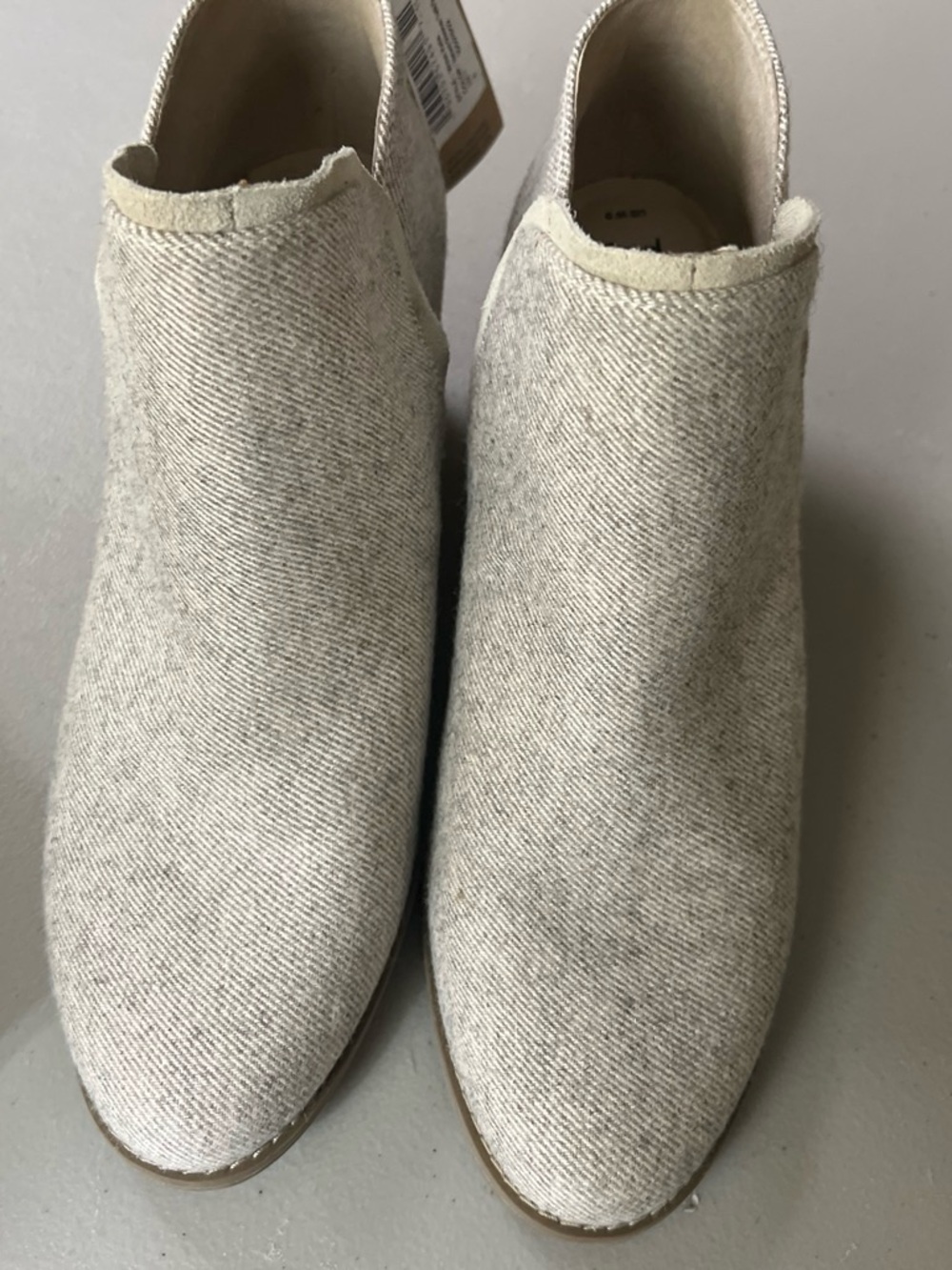 Toms Cream Fabric Ankle Booties